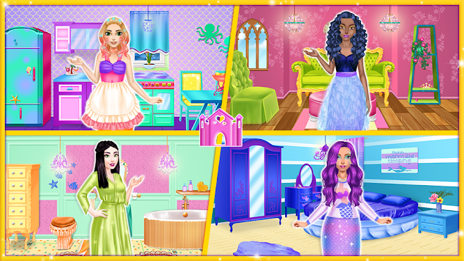 公主与美人鱼娃娃屋装饰